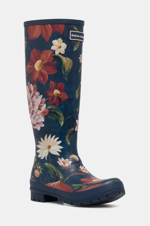 Barbour cizme Wellington pentru femei Barbour x Farm Rio Wild Flower Welly bleumarin LRF0137NY72