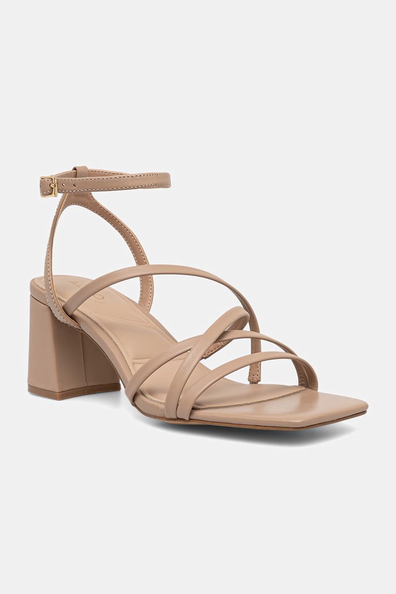 Aldo sandały na słupku skórzane ESTHER beżowy 14039513