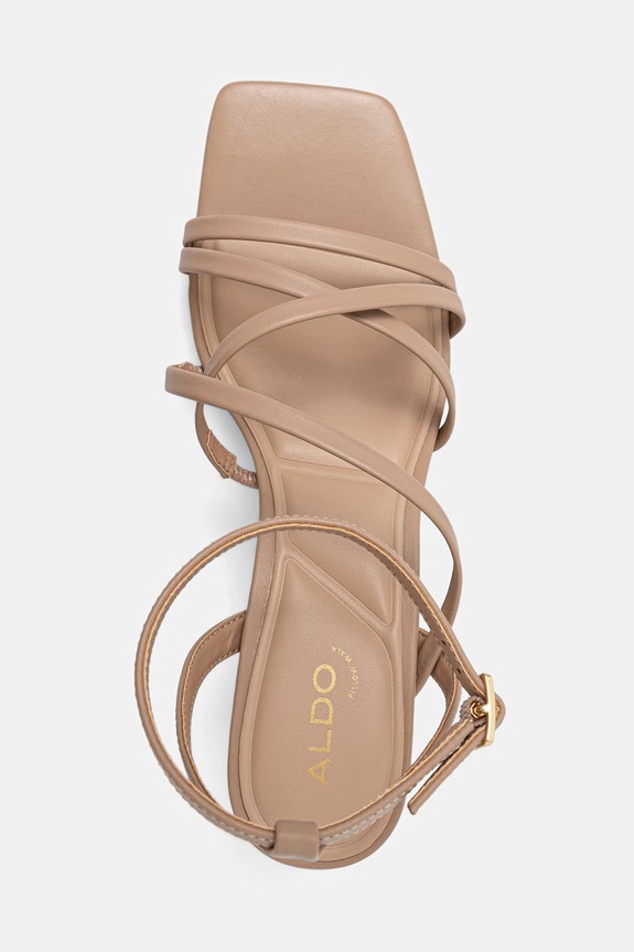 Aldo sandały na słupku skórzane ESTHER beżowy 14039513