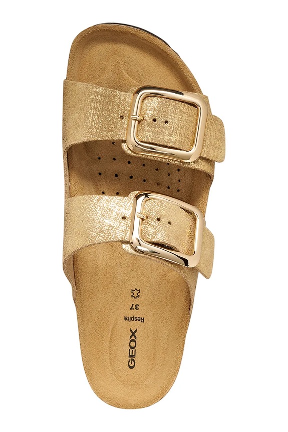 Semišové šľapky Geox D BRIONIA R D45Y3B00077C2012 zlatá