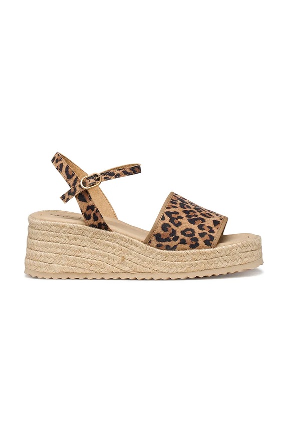 Geox Espadrile s klinastom potpeticom za žene od kože D ALEMERIA smeđa D651KB00711C5018