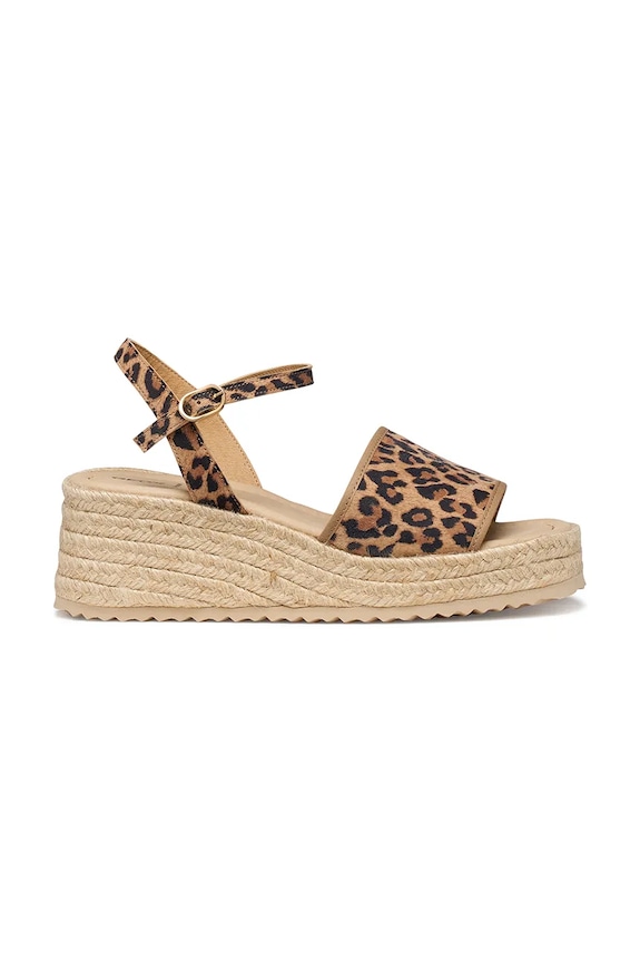 Geox Espadrile s klinastom potpeticom za žene od kože D ALEMERIA smeđa D651KB00711C5018