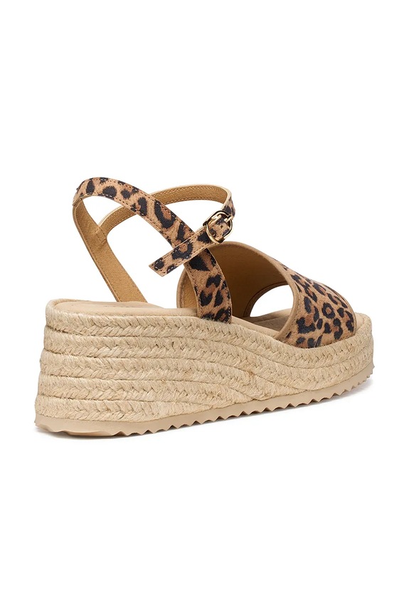 Obuća Geox Espadrile s klinastom potpeticom za žene od kože D ALEMERIA D651KB00711C5018 smeđa