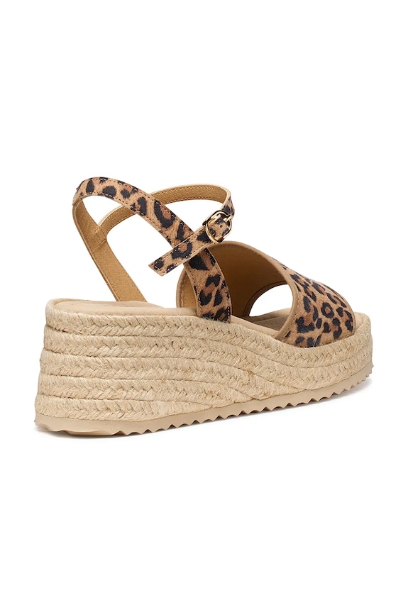 Obuća Geox Espadrile s klinastom potpeticom za žene od kože D ALEMERIA D651KB00711C5018 smeđa