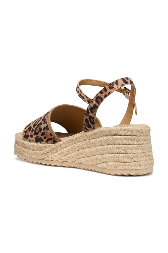 Geox Espadrile s klinastom potpeticom za žene od kože D ALEMERIA smeđa D651KB00711C5018