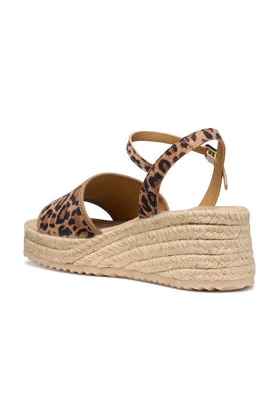 Geox Espadrile s klinastom potpeticom za žene od kože D ALEMERIA smeđa D651KB00711C5018