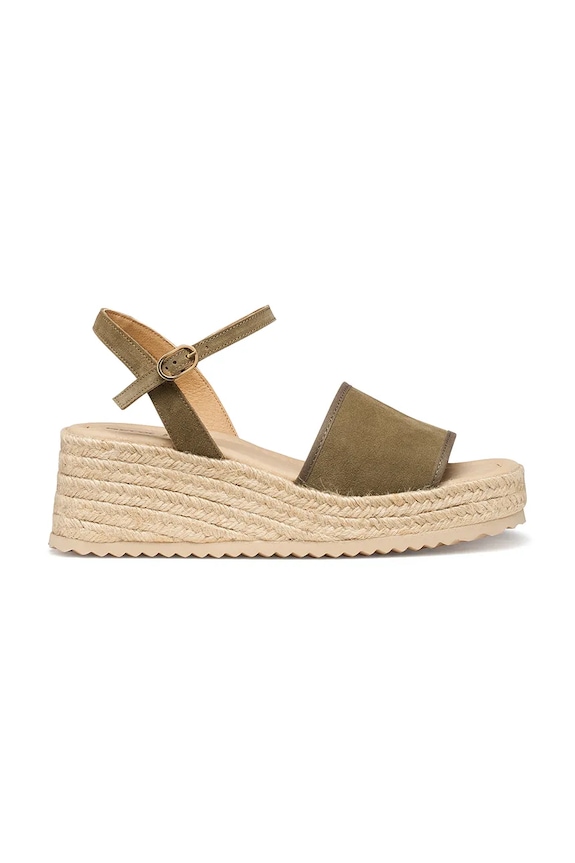 Geox sandale espadrile de damă din piele D ALEMERIA verde D651KB02211C3016