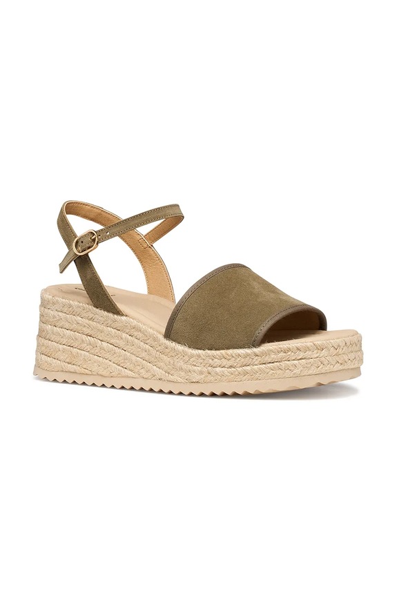 Geox sandale espadrile de damă din piele D ALEMERIA D651KB02211C3016 verde SS26