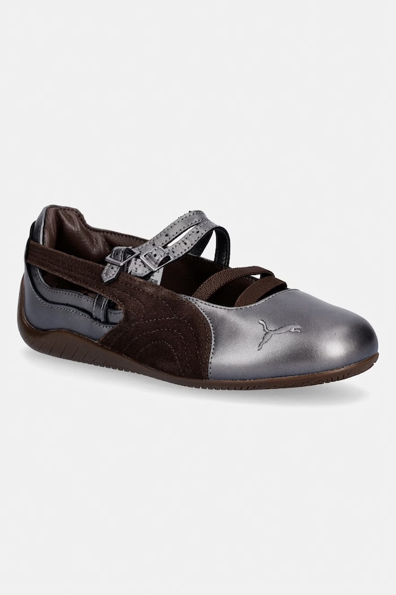 Puma baleriny skórzane Speedcat Ballet Lux WNS srebrny 408197