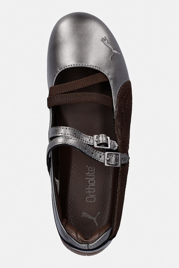 Puma baleriny skórzane Speedcat Ballet Lux WNS srebrny 408197