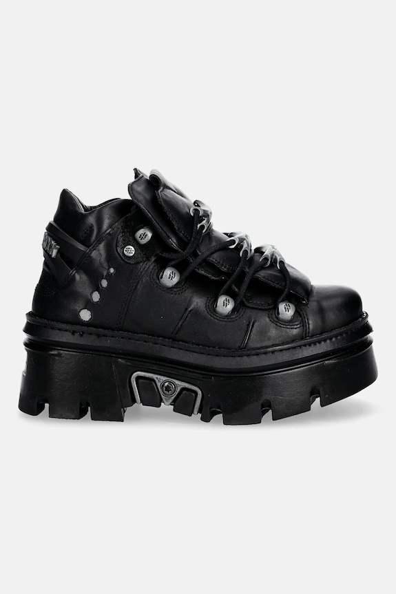 Kožené tenisky New Rock CRUST NEGRO, REACTOR NEGRO E14 casco CON M.WALL106.S32 čierna SS26
