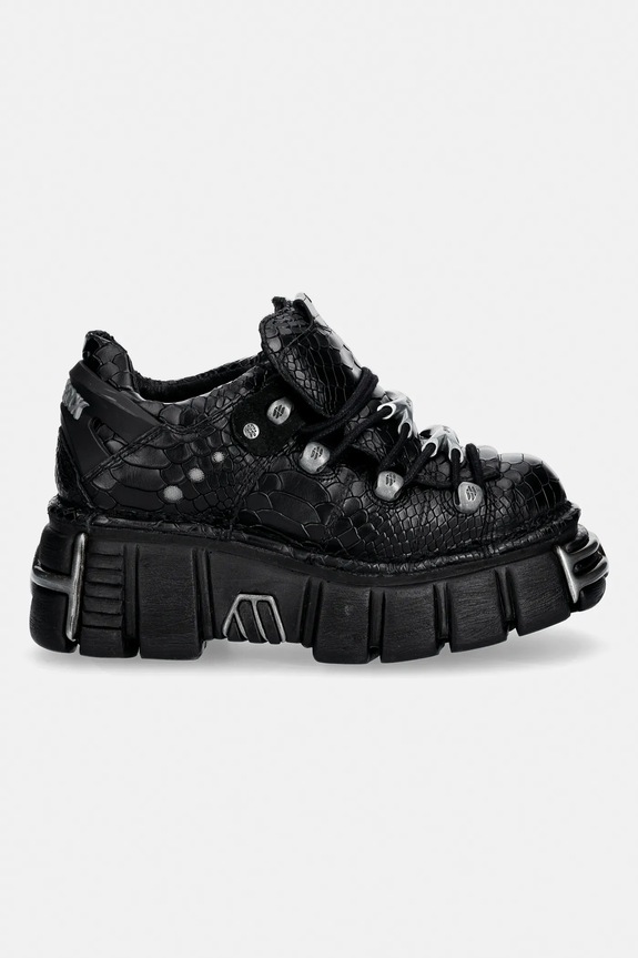 Kožené tenisky New Rock PITON ESCAMA NEGRO BRILLO, TOWER NEGRO ACER M.120N.C74 čierna SS26