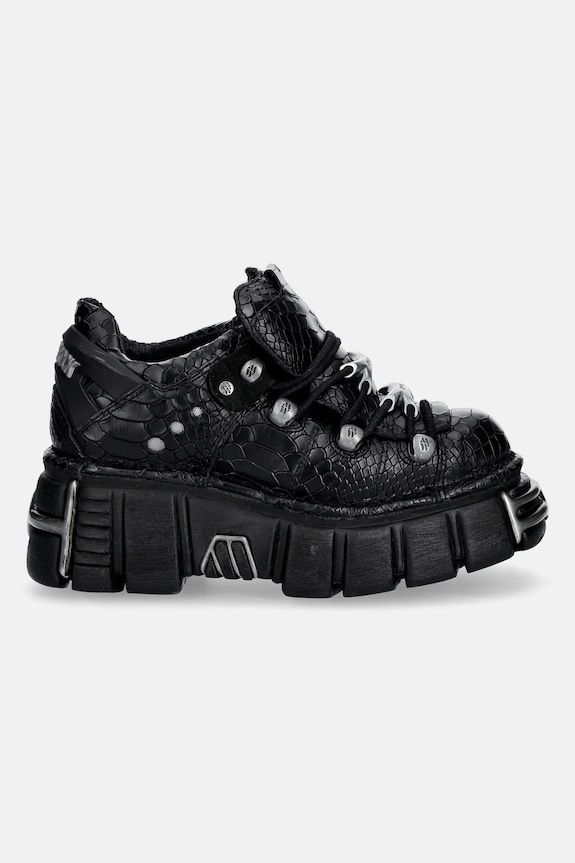 Kožené tenisky New Rock PITON ESCAMA NEGRO BRILLO, TOWER NEGRO ACER M.120N.C74 čierna SS26