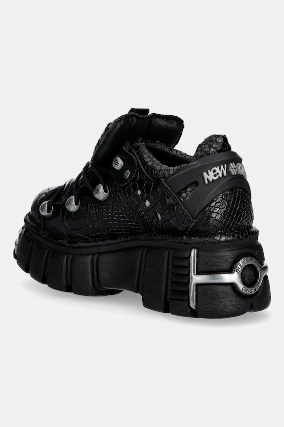 Obuv Kožené tenisky New Rock PITON ESCAMA NEGRO BRILLO, TOWER NEGRO ACER M.120N.C74 čierna