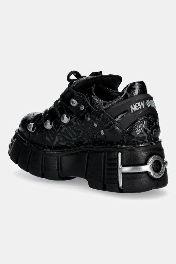 Obuv Kožené tenisky New Rock VINTAGE FLOWER NEGRO, TOWER NEGRO ACERO + l M.120N.C75 čierna