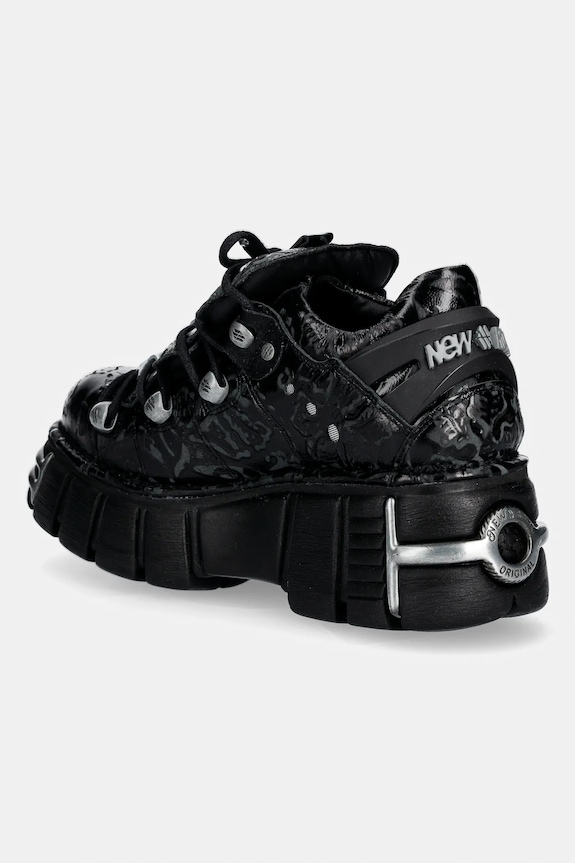 Obuv Kožené tenisky New Rock VINTAGE FLOWER NEGRO, TOWER NEGRO ACERO + l M.120N.C75 čierna