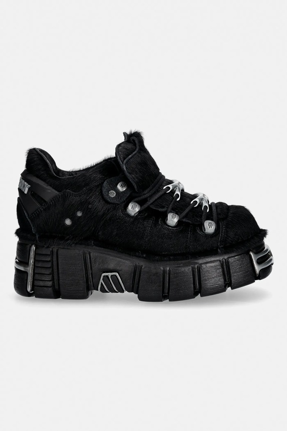 Semišové tenisky New Rock PELO NEGRO, TOWER NEGRO ACERO + lateral + p M.120N.C79 čierna SS26