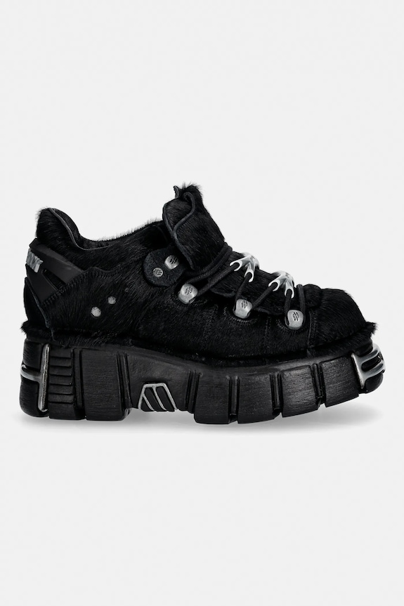 Semišové tenisky New Rock PELO NEGRO, TOWER NEGRO ACERO + lateral + p M.120N.C79 čierna SS26