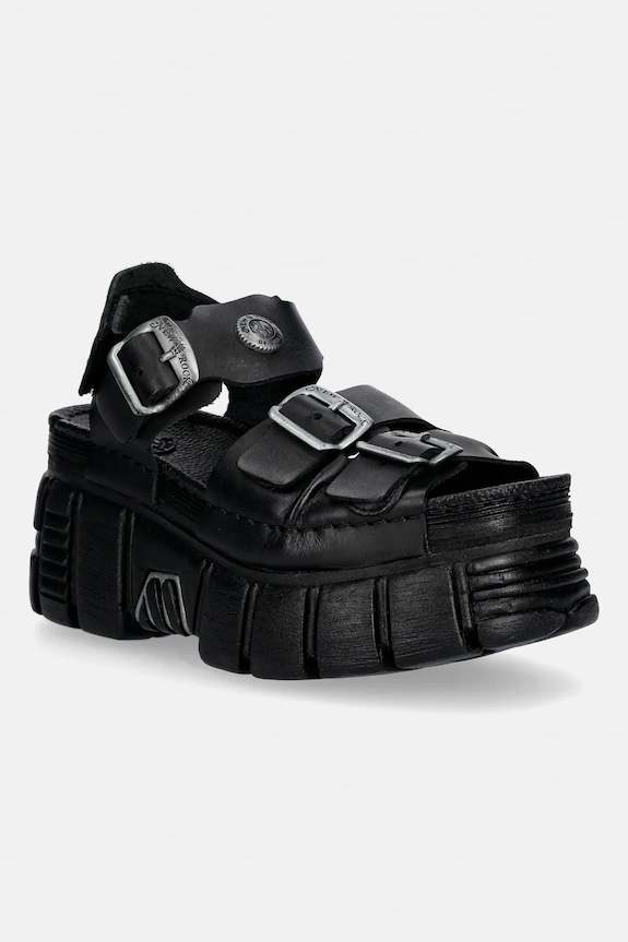 Кожаные сандалии New Rock TANK LEATHER BLACK, TOWER NEGRO + LATER платформа чёрный M.BIOS101SF.C1