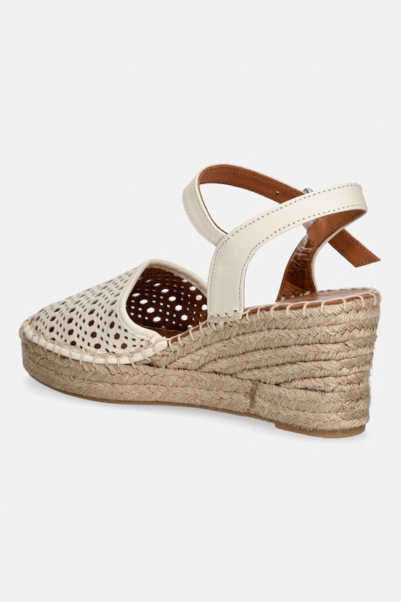Obuwie Billi Bi espadryle na koturnie damskie skórzane A8611.073 beżowy