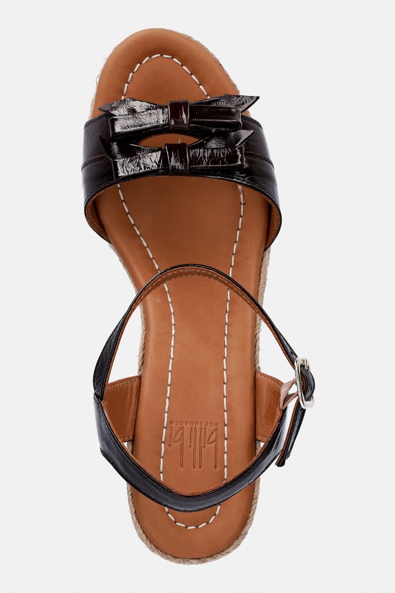 Billi Bi sandały na koturnie skórzane brązowy A9733.266