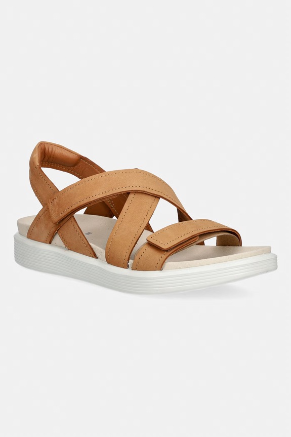 Nubukové sandály Ecco Soft Sandal W bez podpatku hnědá 238813.02021