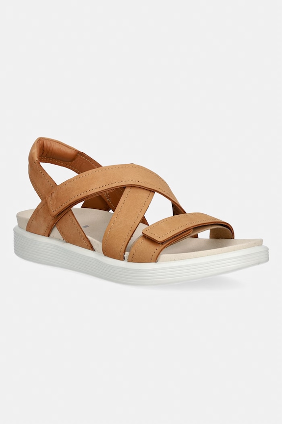 Nubukové sandály Ecco Soft Sandal W bez podpatku hnědá 238813.02021