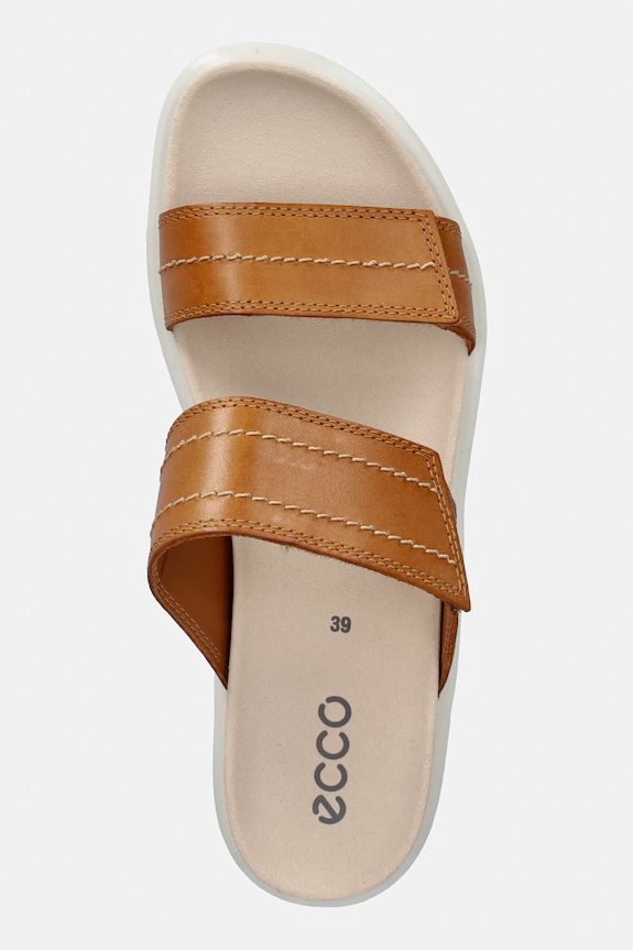 Ecco șlapi de piele Soft Sandal W maro 238833.56770