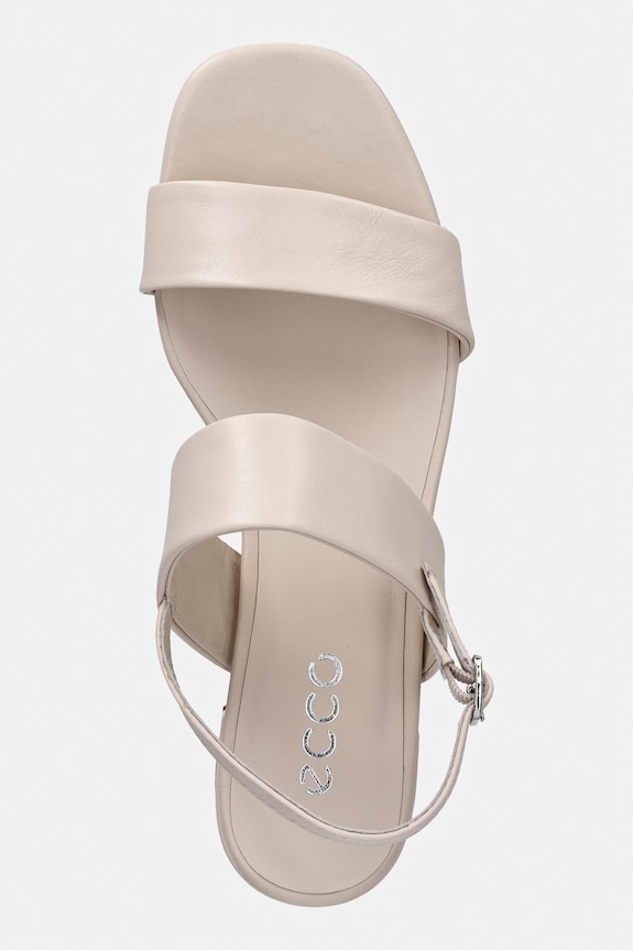 Ecco σανδάλια χαμηλά τακούνια δερμάτινα Livia 35 μπεζ 250303.01378