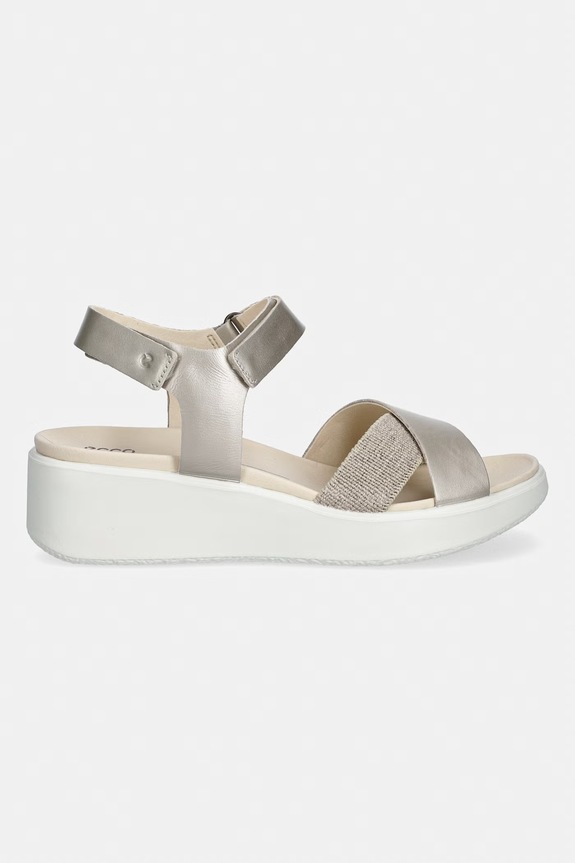 Ecco sandale pentru femei, din piele Flowt Wedge LX W 273323.01688 bej SS26