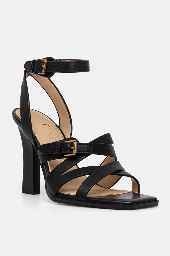 Guess sandały skórzane RADELA słupek czarny FLJRAD.LEA03.BLACK