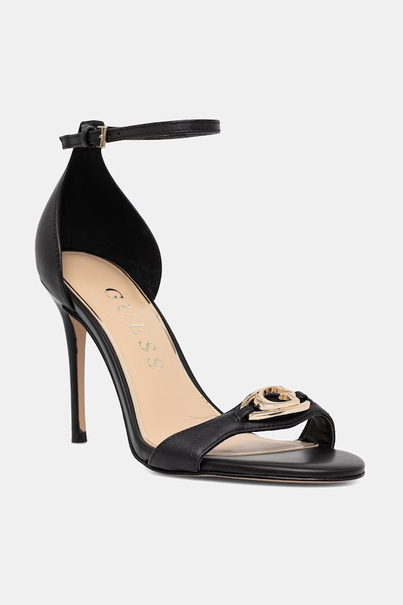 Guess sandale cu toc cui piele KABRINA negru FLJKAB.LEA03.BLACK