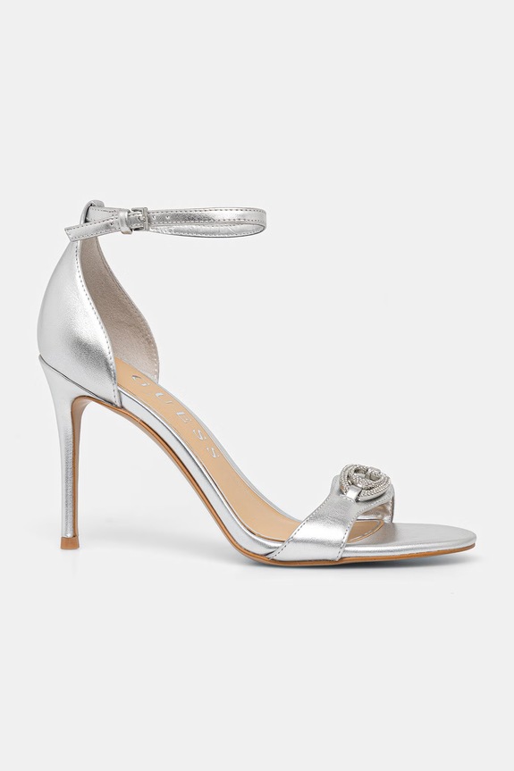 Guess sandále na vysokom podpätku KABRINAA FLJKBB.LEL03.SILVE strieborná SS26
