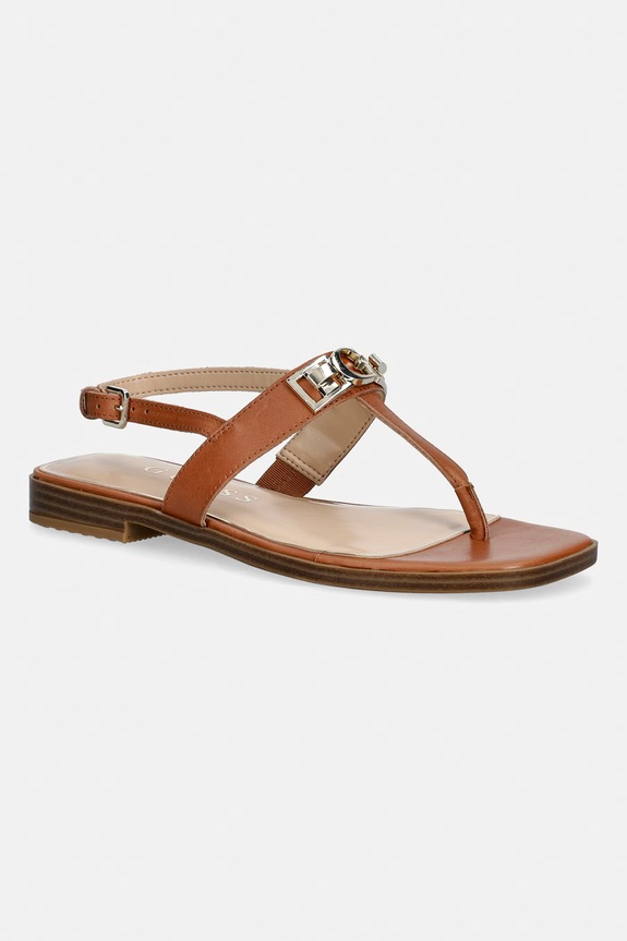 Kožené sandály Guess RAMIRY přírodní kůže hnědá FLJRMY.LEA03.BROWN