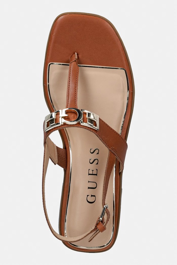 Kožené sandály Guess RAMIRY hnědá FLJRMY.LEA03.BROWN