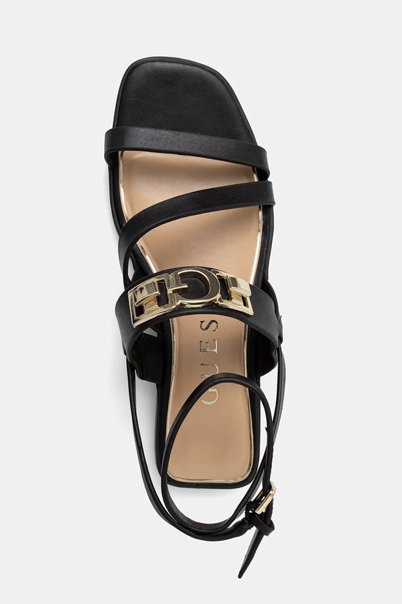 Guess sandale za žene kožne RULA crna FLJRUL.LEA03.BLACK