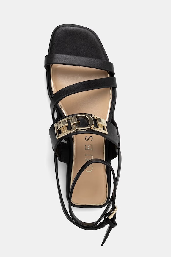 Guess sandale za žene kožne RULA crna FLJRUL.LEA03.BLACK