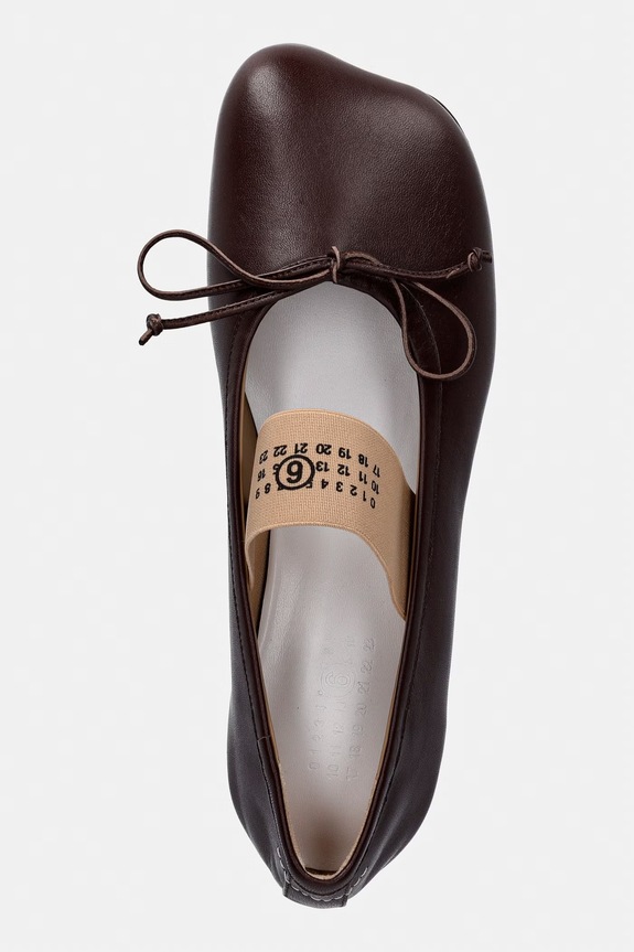MM6 Maison Margiela baleriny skórzane brązowy S59WZ0099.P3628.T2259