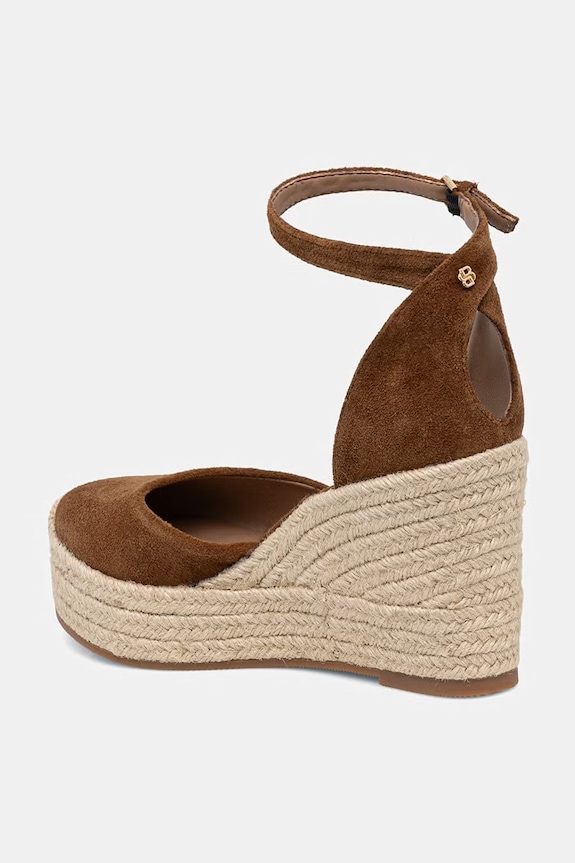 Obuwie BOSS espadryle na koturnie damskie zamszowe Madeira 50563452.211 brązowy