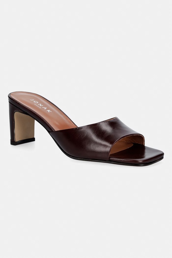 Δερμάτινες παντόφλες Jonak DERIVE CUIR Marron foncé 5-8 cm μπορντό 3800284