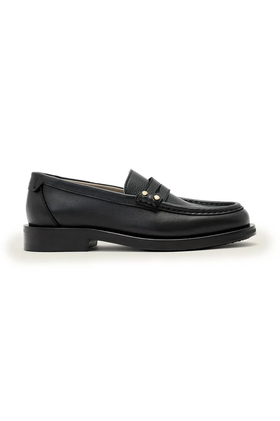 AllSaints mokasyny damskie skórzane Bloom Stud Loafer czarny W072FE