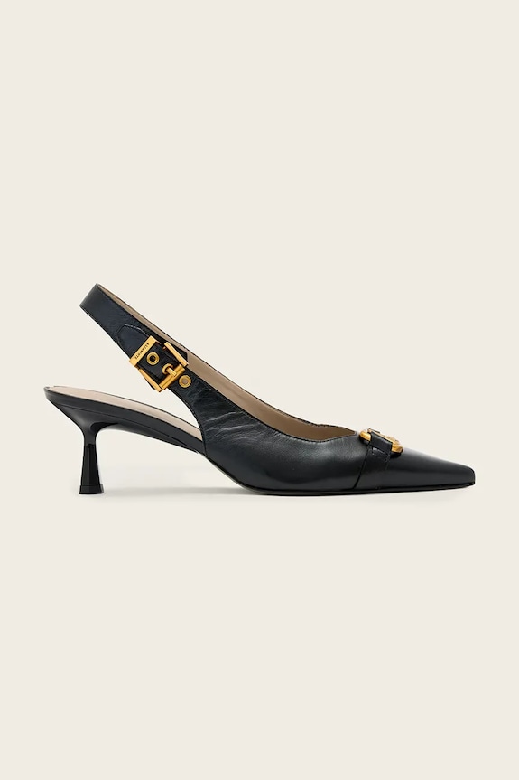 AllSaints szpilki skórzane Hera Slingback Shoe 5-8 cm czarny W021FE