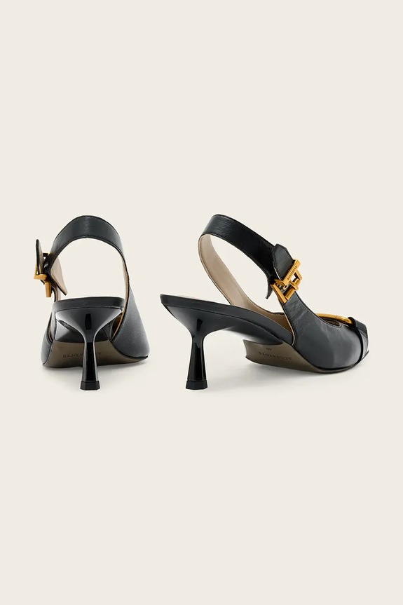 Obuwie AllSaints szpilki skórzane Hera Slingback Shoe W021FE czarny