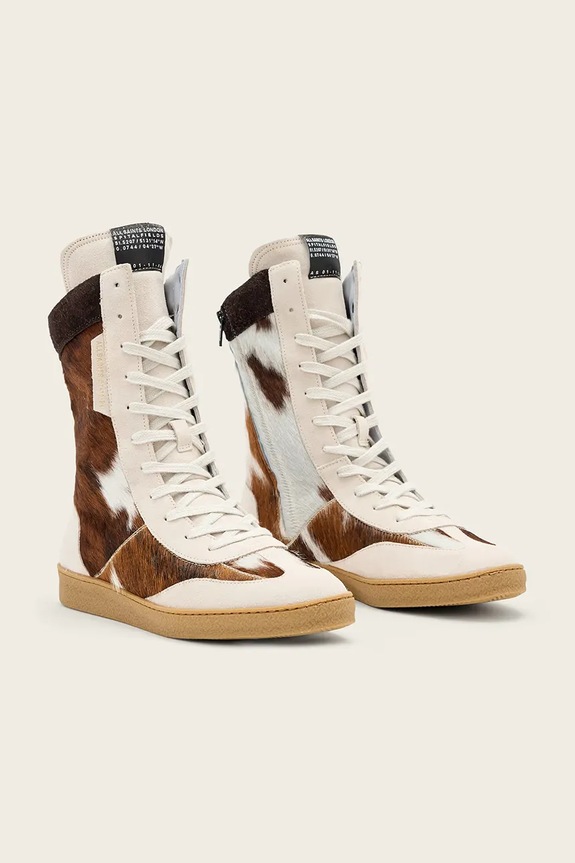 AllSaints sneakersy skórzane Louise High Top W061FE beżowy SS26