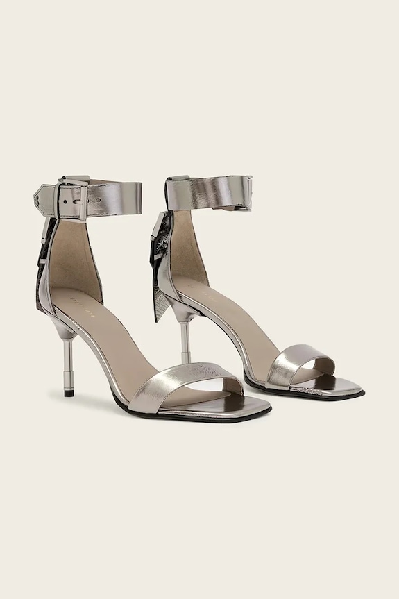 Kožené sandály AllSaints Noir Mid Sandal W152FB stříbrná SS26