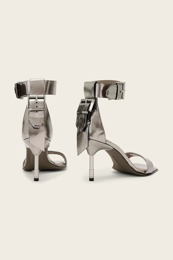 Boty Kožené sandály AllSaints Noir Mid Sandal W152FB stříbrná