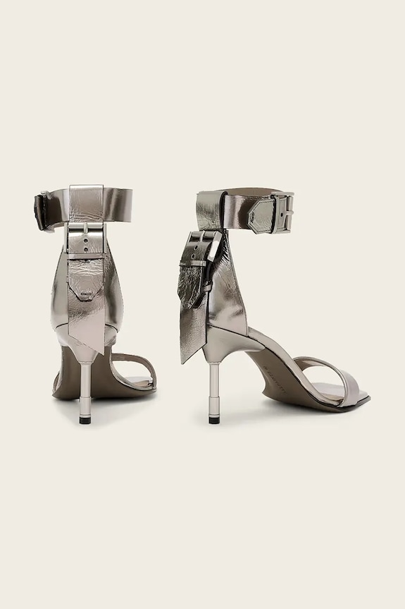 Boty Kožené sandály AllSaints Noir Mid Sandal W152FB stříbrná