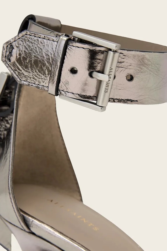 Kožené sandály AllSaints Noir Mid Sandal stříbrná W152FB