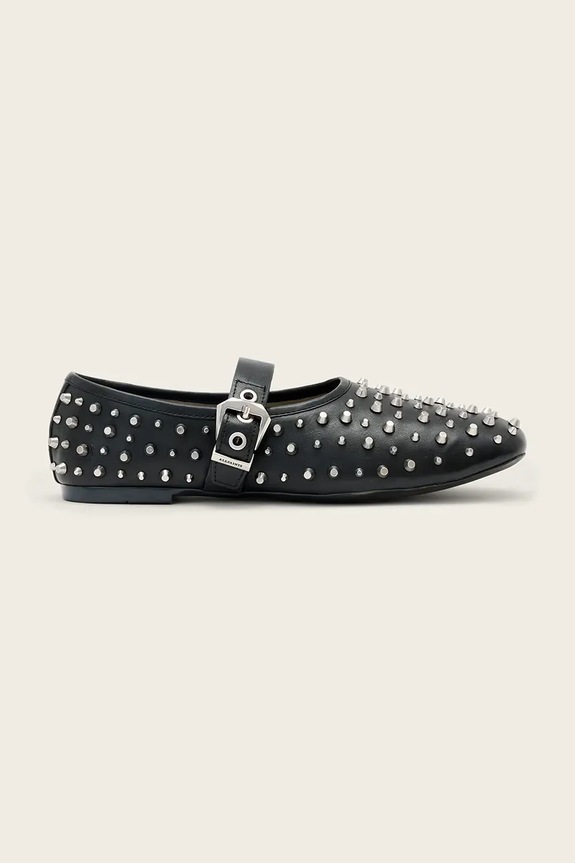 AllSaints baleriny skórzane Sabine Stud Shoe czarny W088FE