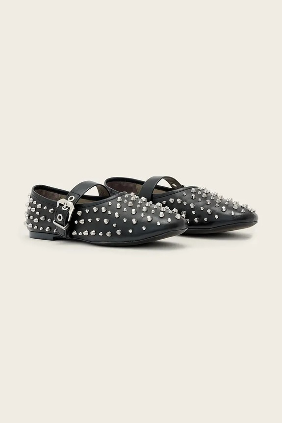 AllSaints baleriny skórzane Sabine Stud Shoe W088FE czarny SS26